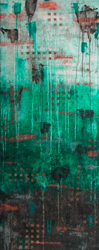 Angela Bliss, Untitled (green), Acrylic on canvas, 16x40