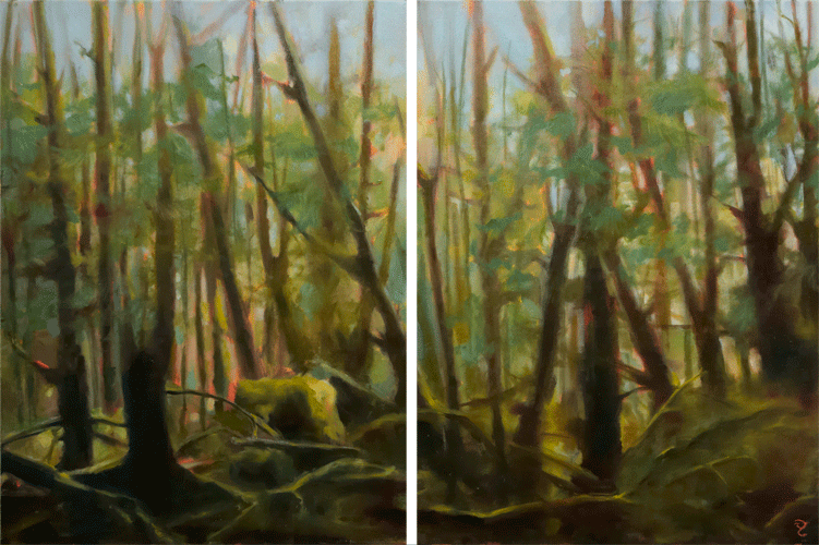 Extinction, Oil on canvas, 2 panels, 37x24
