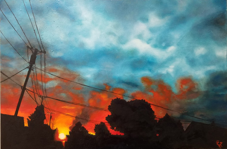 Sky on Fire, Oil on canvas, 36x24