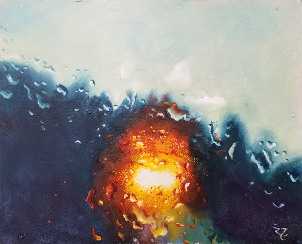 Raindrops, Oil on canvas, 10x8