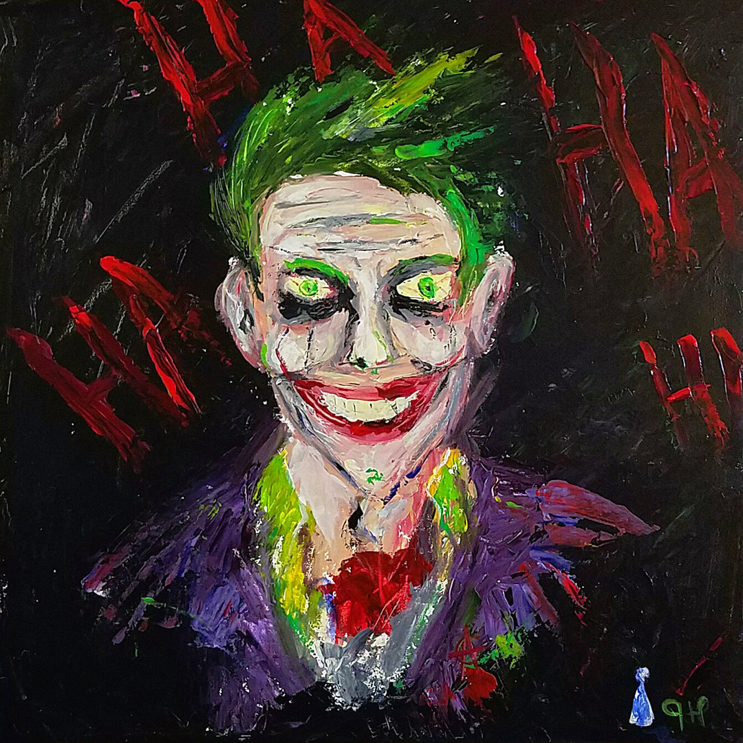 Joker: A Self Potrait , Acrylic on gesso board, 24 x 24