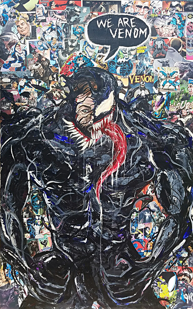 We Are Venom, Mixed media on gesso board, 30 x 48