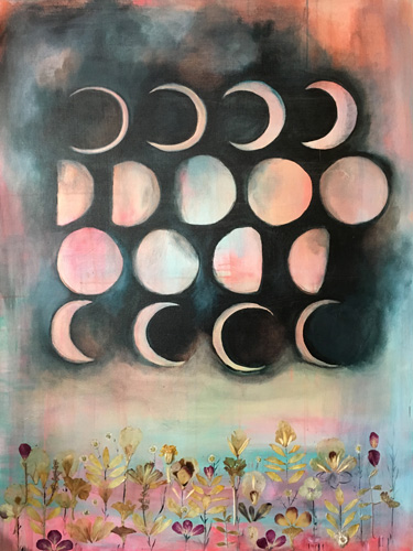 Planting by the Moon, Acrylic & mixed media on canvas