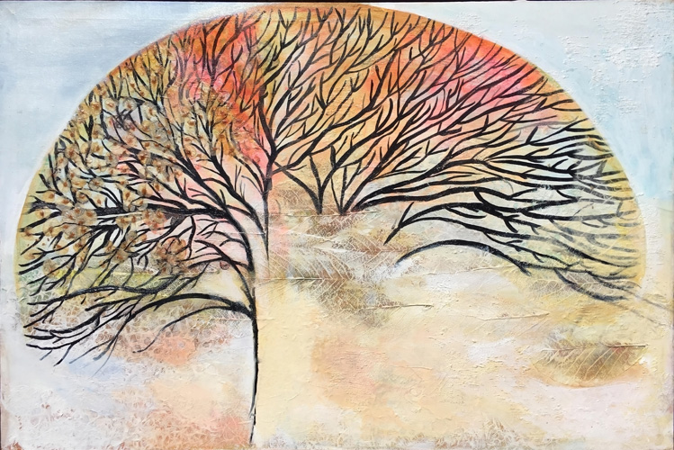 Seasons of Change, Acrylic, composted leaves, seed pods, paper, 24x36, $600