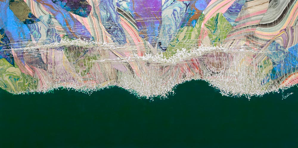 Najia Omer, Rolling Tides, Mixed media, 24x48;