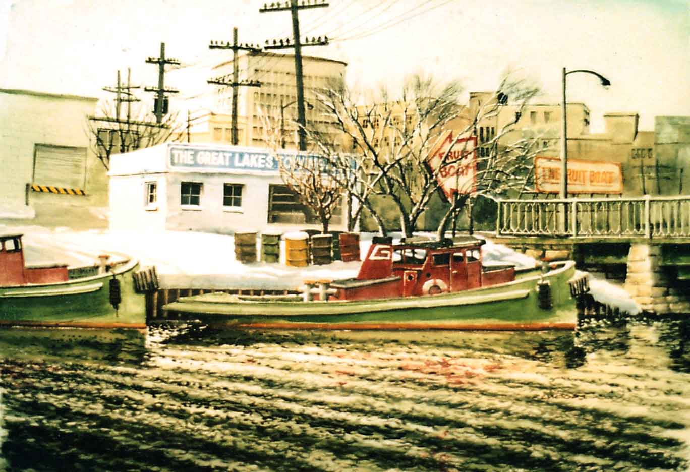 Great Lakes Towing Co., Watercolor on paper, 28 x 21