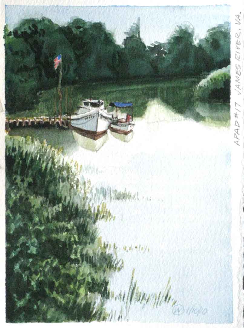 James River - Virginia, Watercolor on paper, 5 x 7