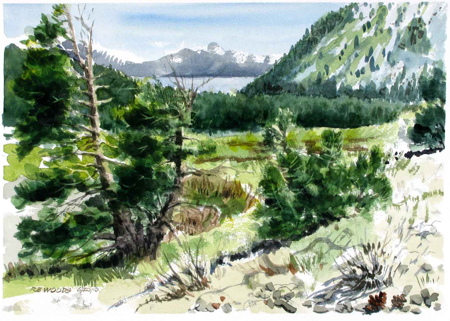 Tahoe Meadows Plein Aire, Watercolor on paper, 13.5 x 10.5