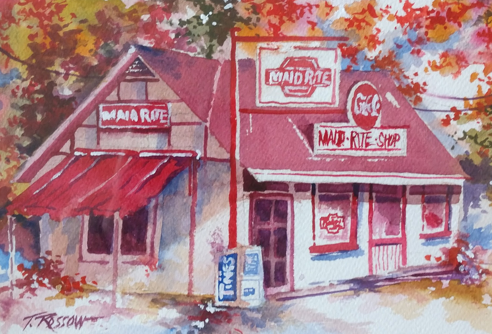 Maid Rite Diner, Watercolor on paper, 8.5 x 6