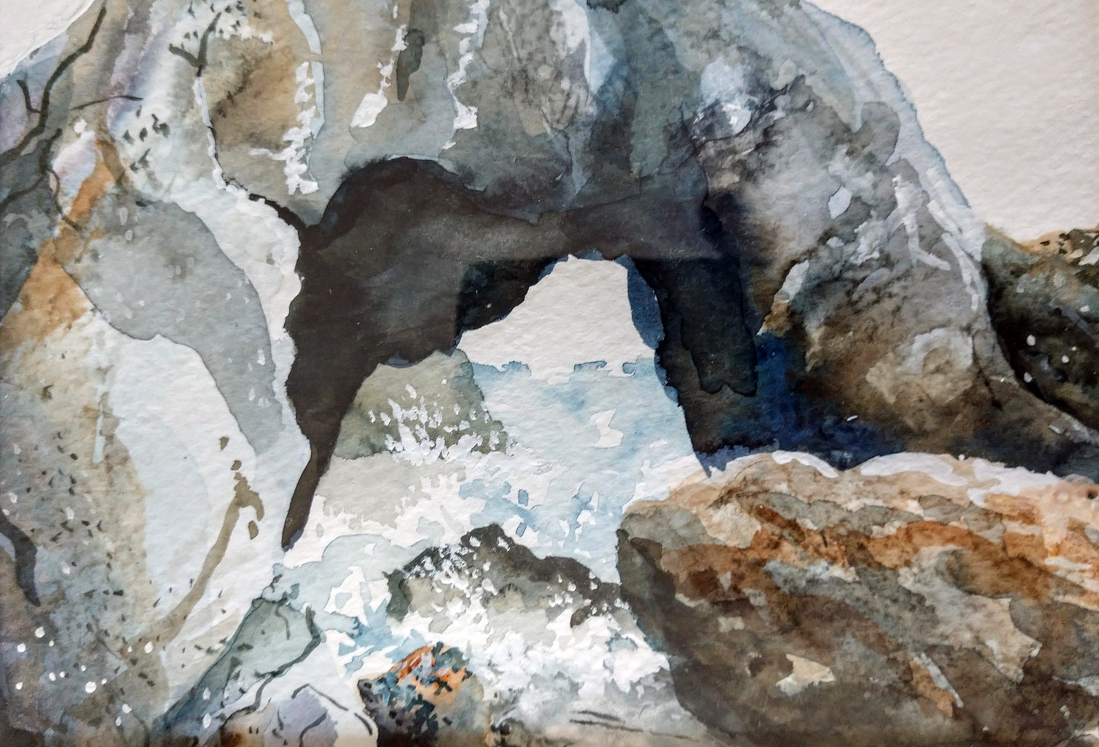 Peep Hole – Ruby Beach, Pacific Coast, WA, Watercolor on paper, 7 x 5