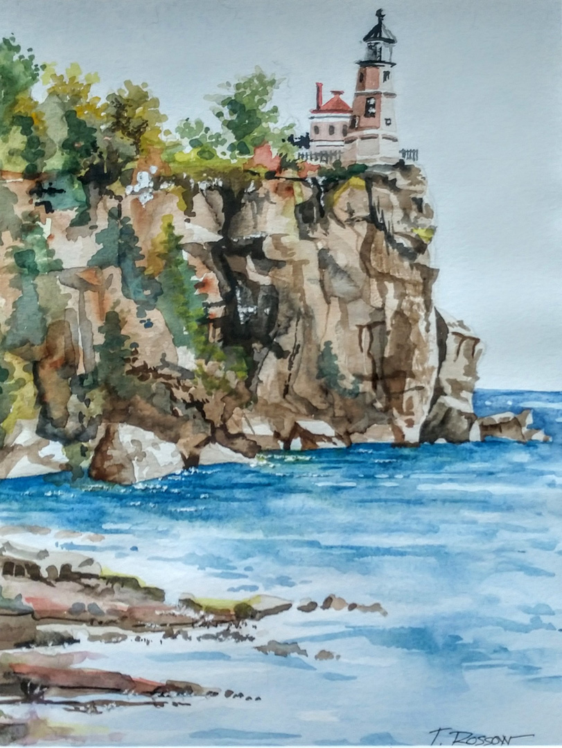 Split Rock Light, Watercolor on paper, 8 x 10.5